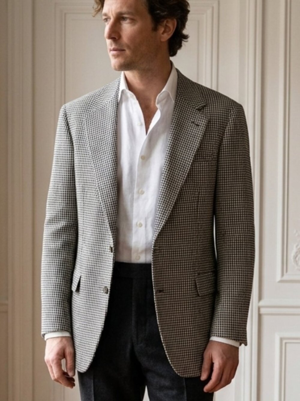 Christian Brooks Ferrara Houndstooth Blazer 52L Made in USA